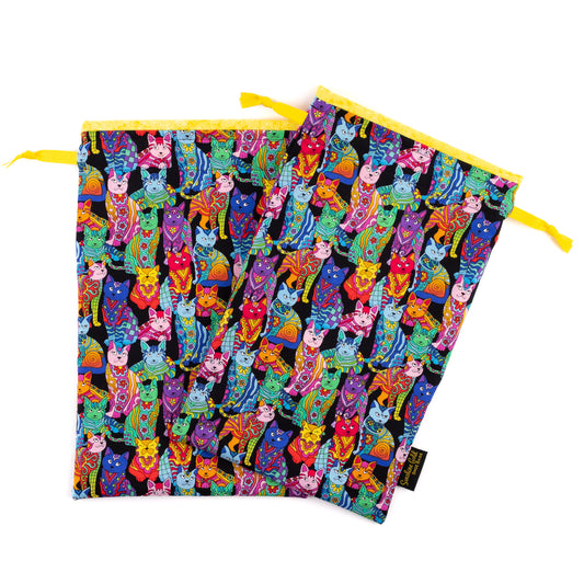 Colorful cats set of dance shoe bags for musical theatre dance shoes