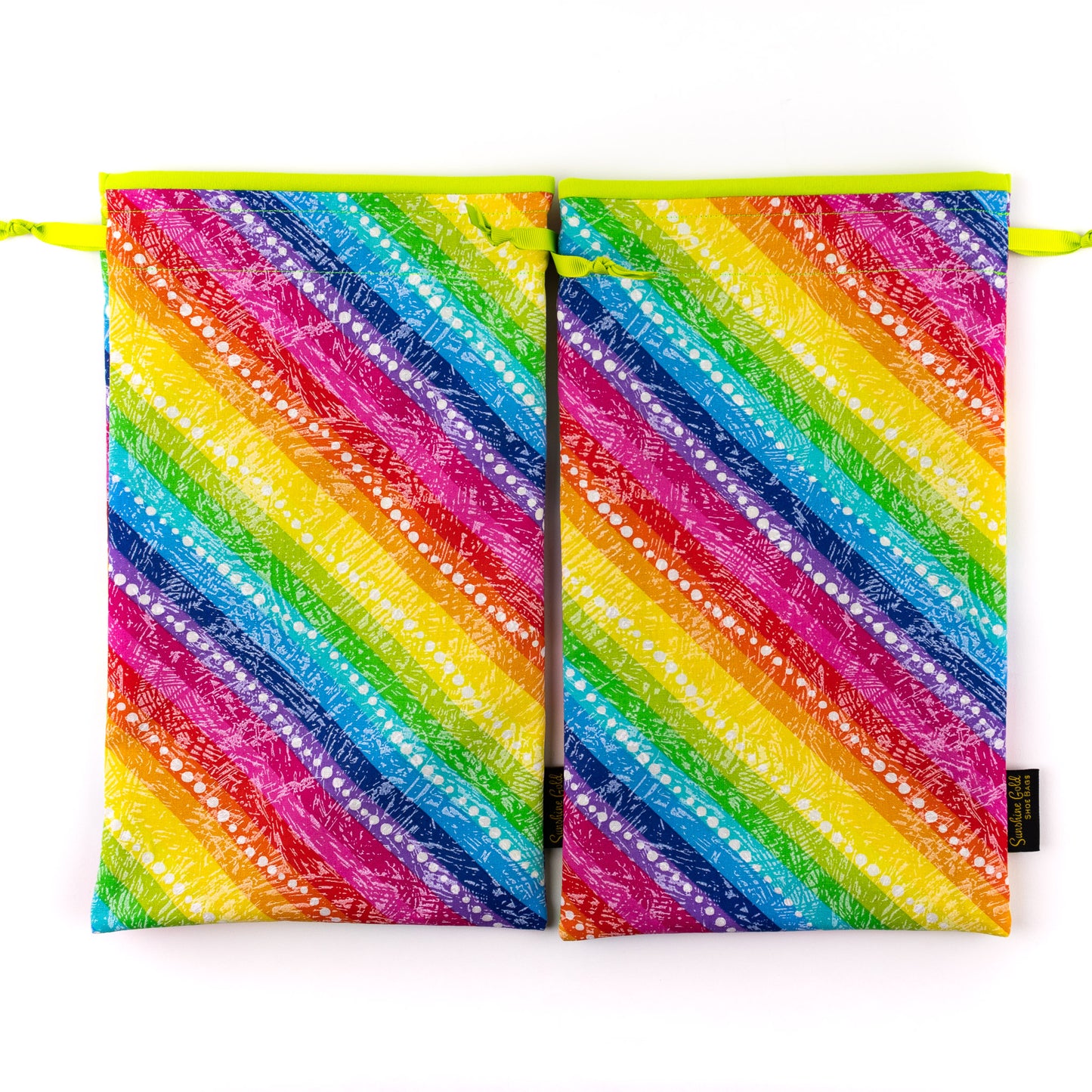Colorful diagonal rainbow stripes set of travel shoe bags