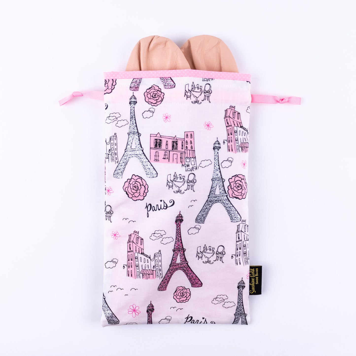 Dance shoe bag for ballet or jazz flats or pointe shoes