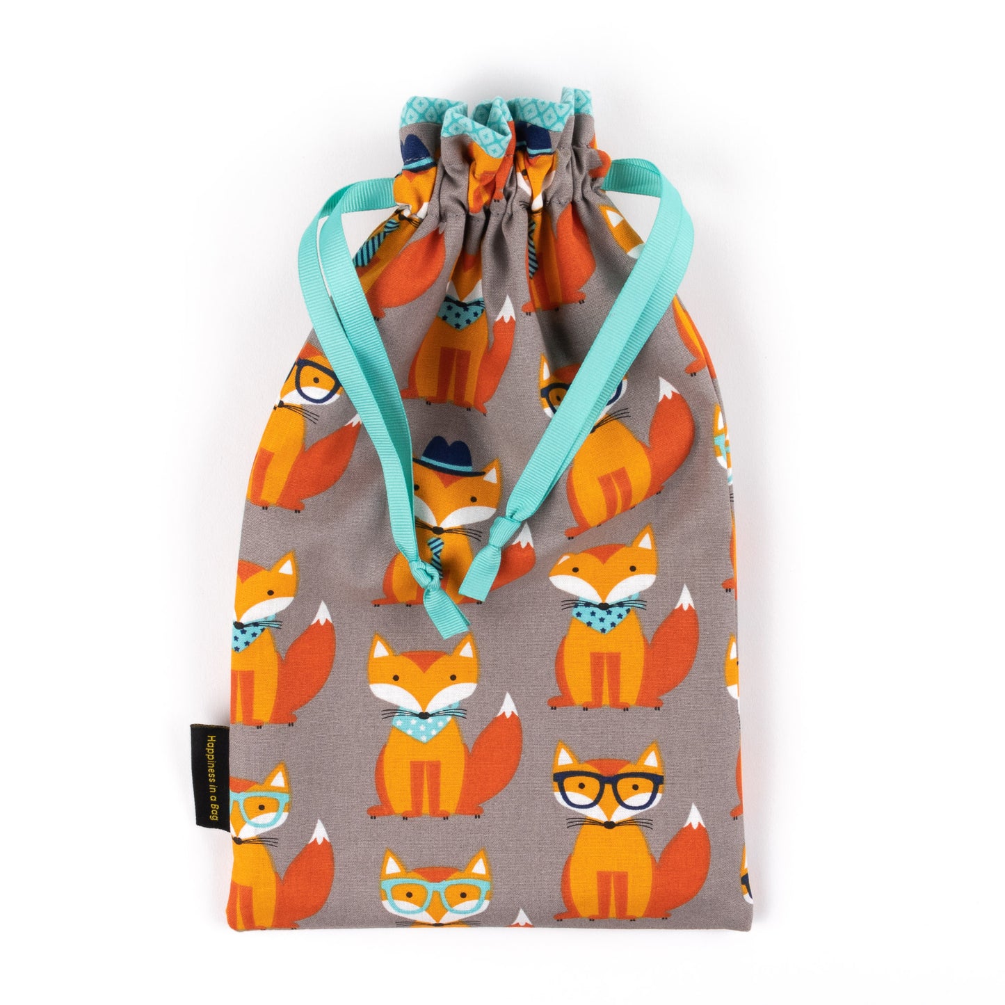 Shoe bag for ballet or jazz shoes in orange foxes fabric