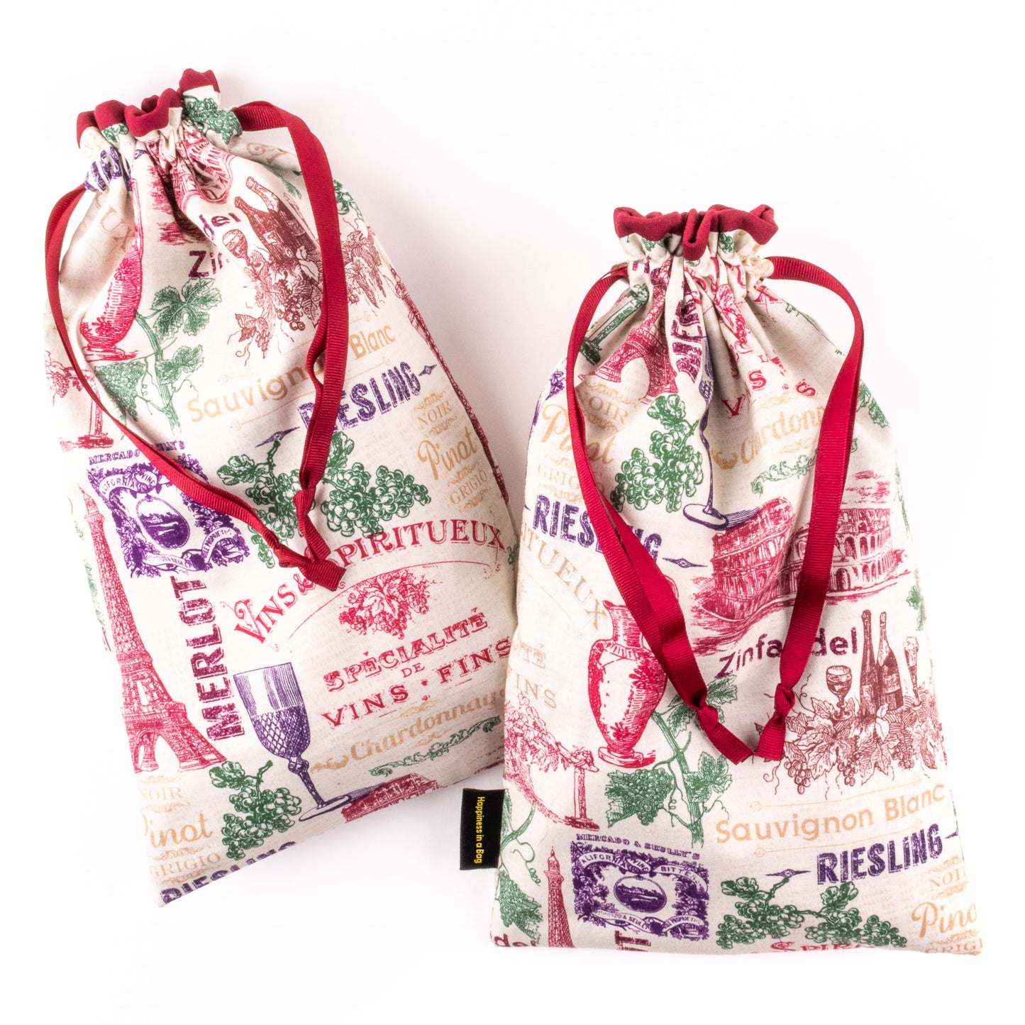Travel shoe bags wines of the world