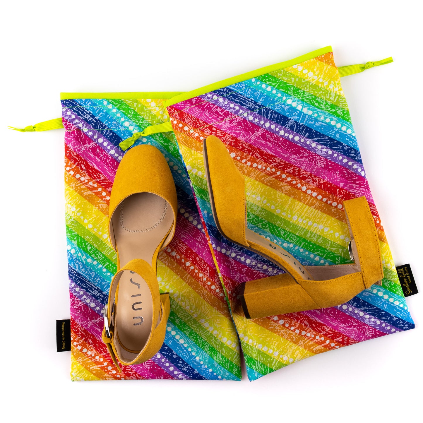 Vibrant colorful stripes travel shoe bags