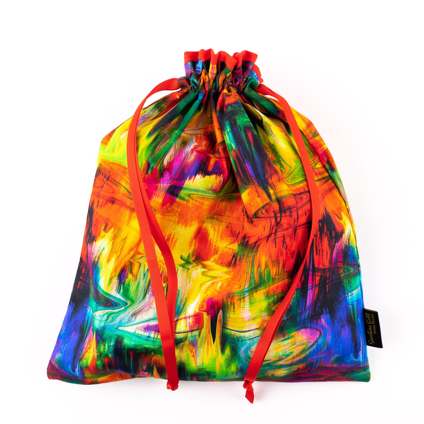 Women's dance shoe bag in colorful abstract-themed fabric