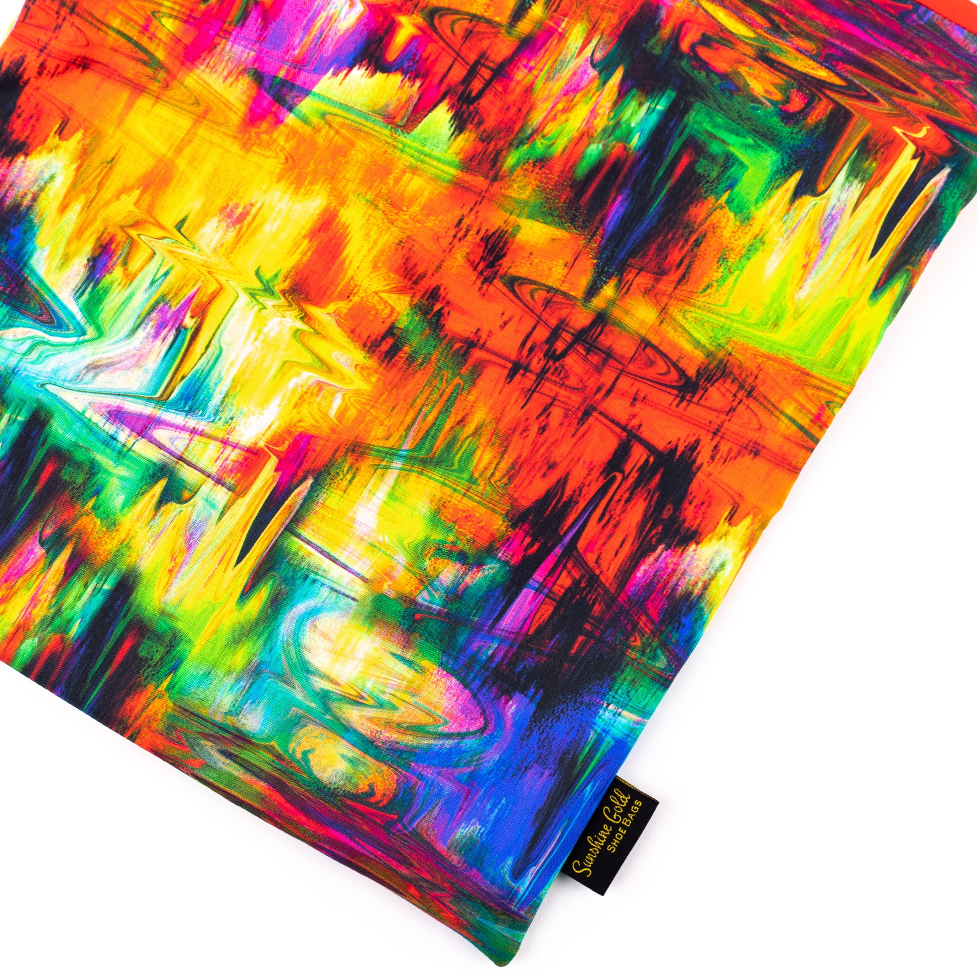 Abstract rainbow-colored fabric shoe bag for dance shoes