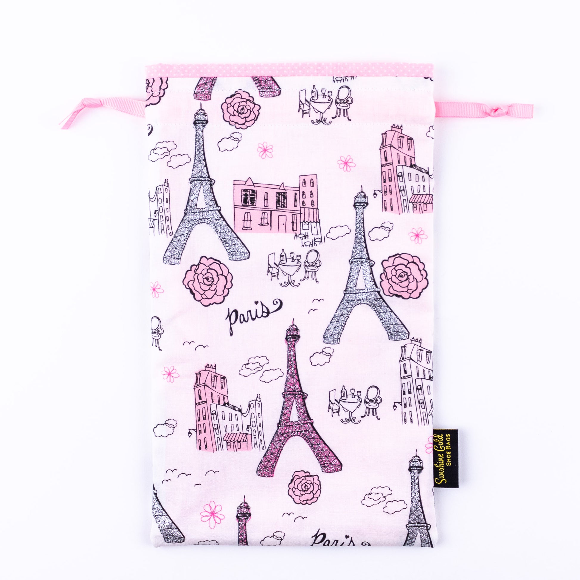 Ballet shoe bag with Eiffel tower themed fabric