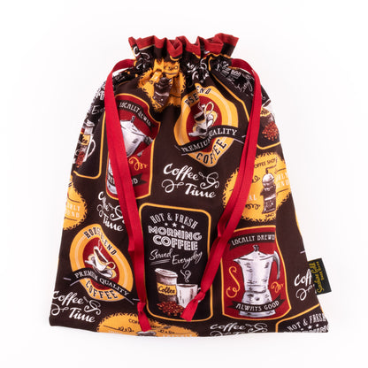 Coffee-themed large dance shoe bag for high-heeled character shoes