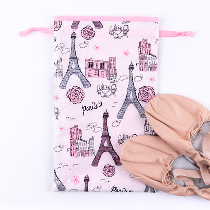 Cute glitter pink and white dance shoe bag for ballet shoes