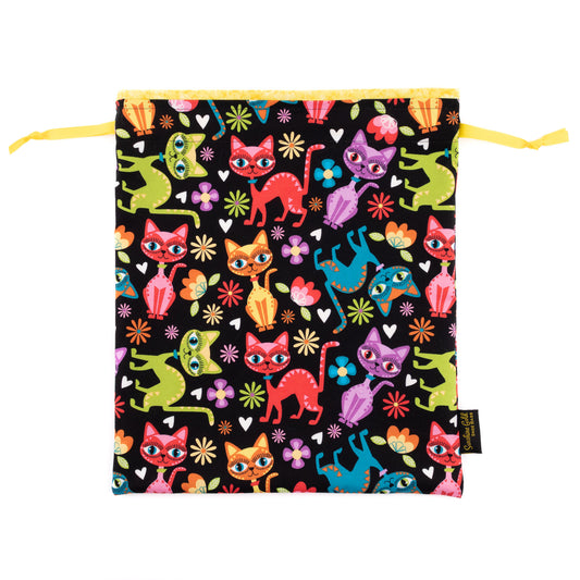 Multi-color feline-themed shoe bag for women's dance shoes