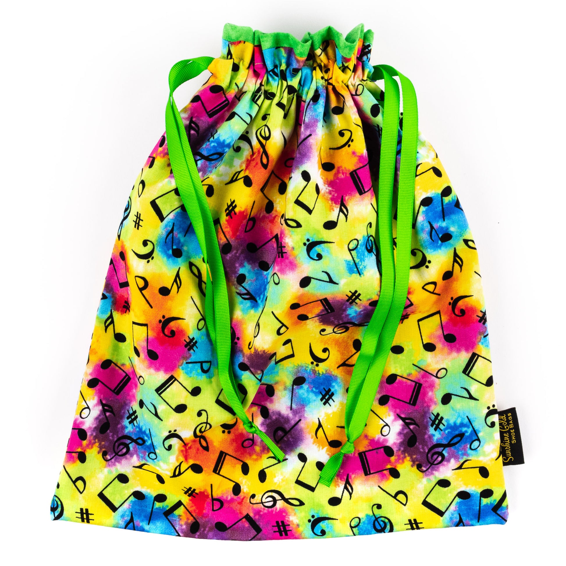 Multicolor music notes fabric bag for women's dance shoes