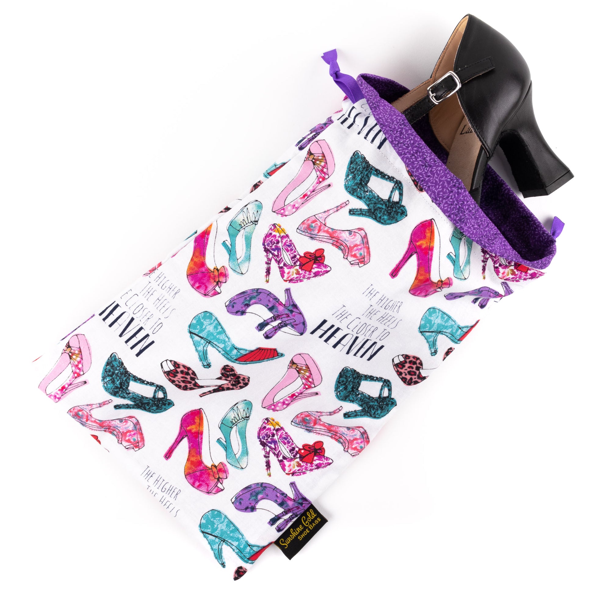 Musical theatre dance shoe bag with high-heels fabric