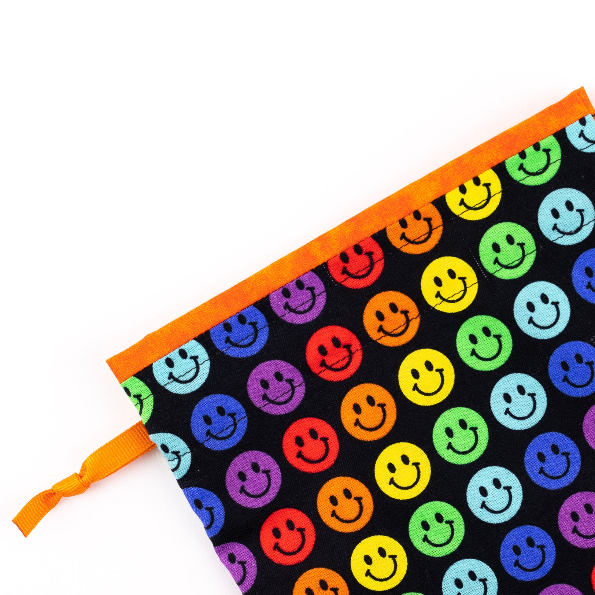 Rainbow smileys-themed fabric shoe bag for ballet and jazz dance shoes