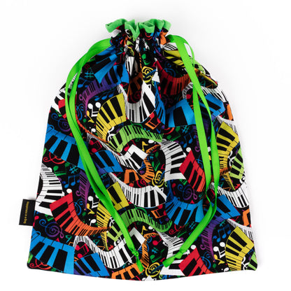 XL shoe bag for men's dance shoes in colorful keyboards fabric